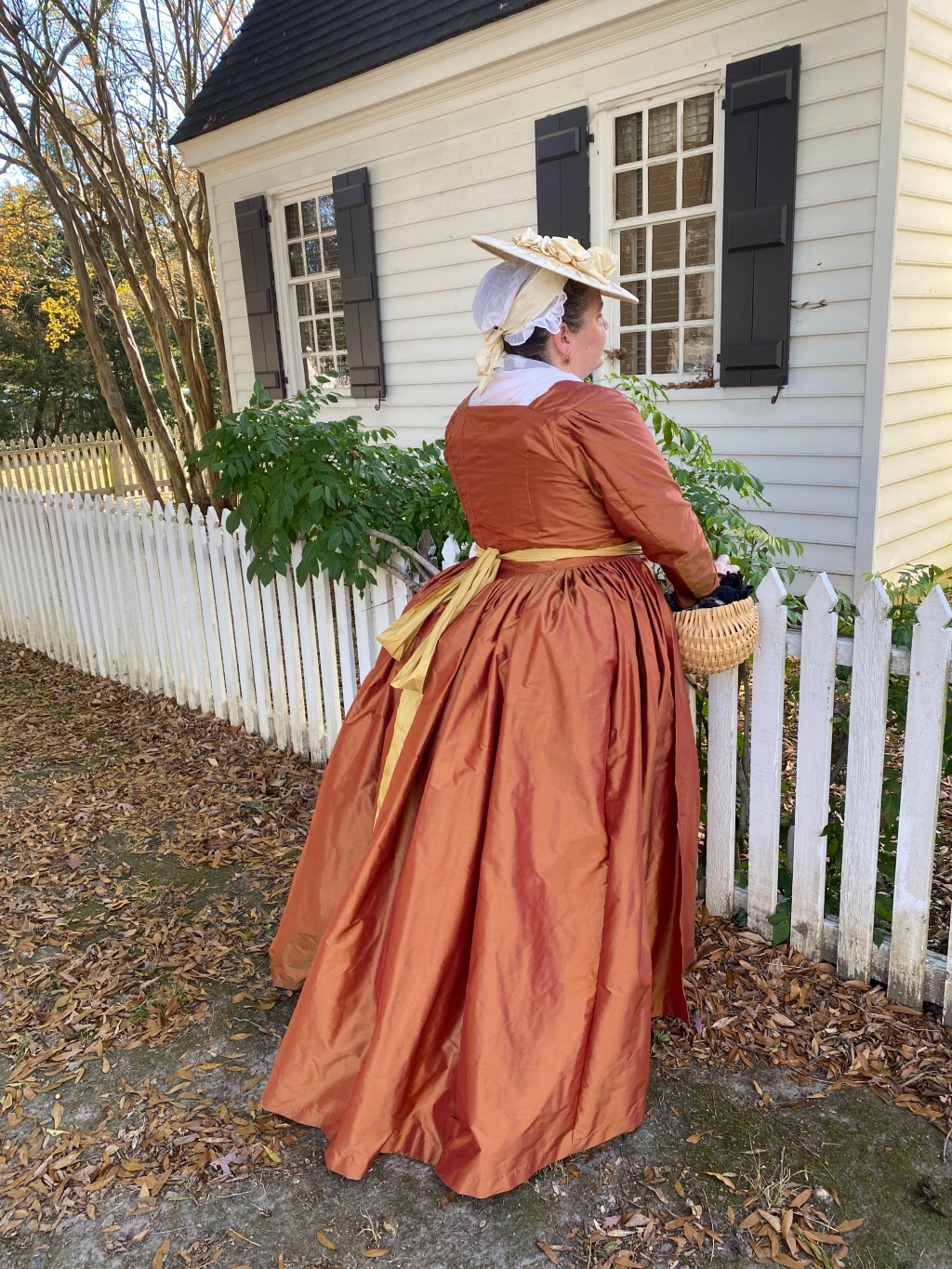 Scroop Aidah Gown – Italian 1780’s gown in burnt orange&nbsp;silk